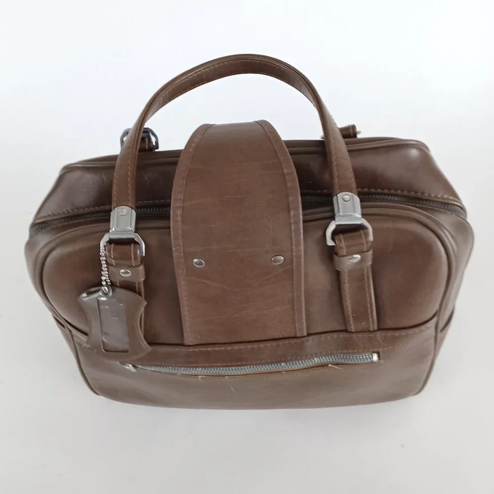 💼 Vintage Brown Faux Leather Shoulder Bag / Murse 💼